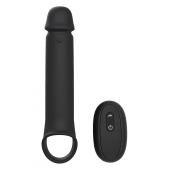Черная насадка-удлинитель с вибрацией Vibrating Extender With Remote - Dream Toys - в Казани купить с доставкой
