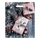 Новогодний пакет с принтом в виде подарков и вырубной ручкой (45х38 см) - Сима-Ленд - купить с доставкой в Казани