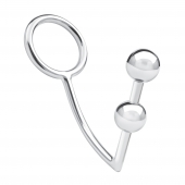 Кольцо на пенис с анальным стимулятором Two Bead Stainless Steel Anal Hook   Cock Ring - BlueLine - в Казани купить с доставкой