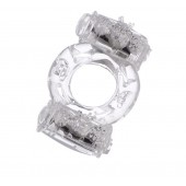 Прозрачное виброкольцо с двумя вибропульками - Toyfa Basic - в Казани купить с доставкой