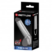 Прозрачная насадка на пенис с ребрышками и подхватом мошонки - Baile - в Казани купить с доставкой