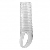 Прозрачная насадка на пенис с ребрышками и подхватом мошонки - Baile - в Казани купить с доставкой