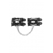 Черные кожаные наручники-браслеты из двух ремешков - Pecado - купить с доставкой в Казани