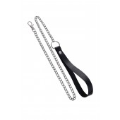 Поводок с ручкой из черной натуральной кожи и карабином для ошейника - Pecado - купить с доставкой в Казани