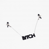 Зажимы на соски с кожаной подвеской Bitch - Crazy Handmade - купить с доставкой в Казани