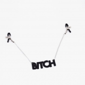 Зажимы на соски с кожаной подвеской Bitch - Crazy Handmade - купить с доставкой в Казани