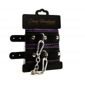 Черно-фиолетовые скругленные наручники с мягкой подкладкой - Crazy Handmade - купить с доставкой в Казани
