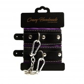 Черно-фиолетовые скругленные наручники с мягкой подкладкой - Crazy Handmade - купить с доставкой в Казани