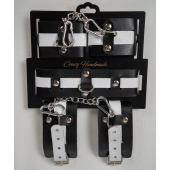 Набор фиксаторов из черной и белой натуральной кожи - Crazy Handmade - купить с доставкой в Казани