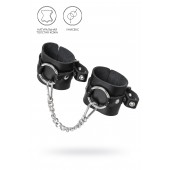 Черные наручники из толстой натуральной кожи с люверсами - Pecado - купить с доставкой в Казани