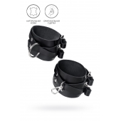 Черные кожаные оковы с двумя перекрёстными ремешками - Pecado - купить с доставкой в Казани