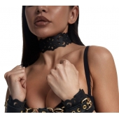 Черный ажурный чокер с золотистой фурнитурой - Crazy Handmade - купить с доставкой в Казани