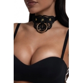 Черный чокер с клепками и золотистой фурнитурой - Crazy Handmade - купить с доставкой в Казани