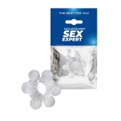 Прозрачное эрекционное кольцо с 6 стимулирующими шариками - Sex Expert - в Казани купить с доставкой