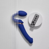 Синий безремневой страпон Multi Orgasm Bendable Strap-On size XL с клиторальной стимуляцией - Strap-on-me - купить с доставкой в Казани