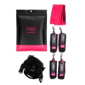 Черно-розовый эротический набор: фиксатор, оковы, наручники, повязка - Erokay - купить с доставкой в Казани