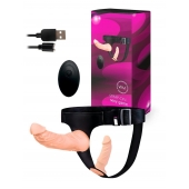 Женский страпон с 2 насадками, вибрацией и пультом ДУ - Erowoman-Eroman - купить с доставкой в Казани