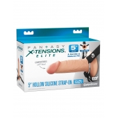 Телесный пустотелый фаллопротез 5’’ Hollow Silicone Strap-On - 14 см. - Pipedream - купить с доставкой в Казани