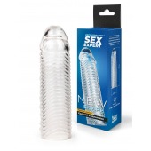 Прозрачная закрытая насадка на пенис с ребрышками - 16 см. - Sex Expert - в Казани купить с доставкой