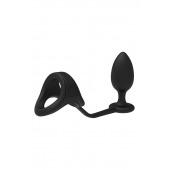 Черное эрекционное кольцо с анальной пробкой Cockstrap With Anal Plug - Dream Toys - в Казани купить с доставкой