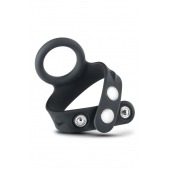Черное эрекционное кольцо с подхватом мошонки на кнопках VS6 - Blush Novelties - в Казани купить с доставкой
