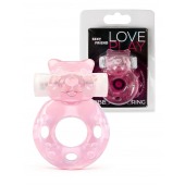 Розовое эрекционное виброкольцо в форме мишки - 1137 - в Казани купить с доставкой