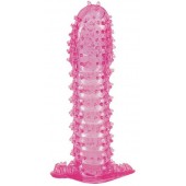 Гелевая розовая насадка с шипами - 12 см. - Toyfa Basic - в Казани купить с доставкой