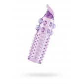 Гелевая фиолетовая насадка с шариками, шипами и усиком - 11 см. - Toyfa Basic - в Казани купить с доставкой