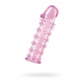 Гелевая розовая насадка на фаллос с шипами - 12 см. - Toyfa Basic - в Казани купить с доставкой