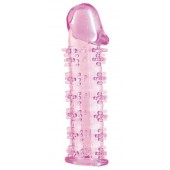 Гелевая розовая насадка на фаллос с шипами - 12 см. - Toyfa Basic - в Казани купить с доставкой