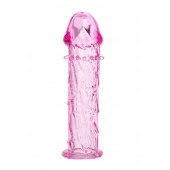 Гладкая розовая насадка с усиками под головкой - 12,5 см. - Toyfa Basic - в Казани купить с доставкой