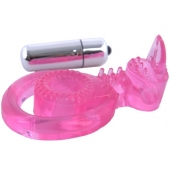Розовая вибронасадка со стимулятор клитора   Язычок - Toyfa Basic - в Казани купить с доставкой