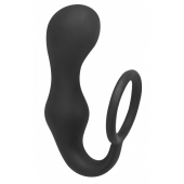 Чёрное эрекционное кольцо с анальной пробкой Double Pleasure Anal Plug - Lola Games - в Казани купить с доставкой