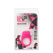 Розовое эрекционное кольцо с щеточкой LIT-UP SILICONE STIMU RING 5 - Dream Toys - в Казани купить с доставкой