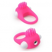 Розовое эрекционное кольцо с щеточкой LIT-UP SILICONE STIMU RING 5 - Dream Toys - в Казани купить с доставкой