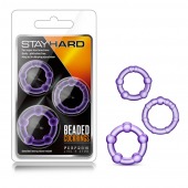 Набор из 3 фиолетовых эрекционных колец Stay Hard Beaded Cockrings - Blush Novelties - в Казани купить с доставкой