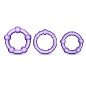Набор из 3 фиолетовых эрекционных колец Stay Hard Beaded Cockrings - Blush Novelties - в Казани купить с доставкой