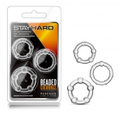 Набор из 3 прозрачных эрекционных колец Stay Hard Beaded Cockrings - Blush Novelties - в Казани купить с доставкой