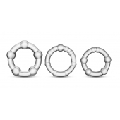 Набор из 3 прозрачных эрекционных колец Stay Hard Beaded Cockrings - Blush Novelties - в Казани купить с доставкой