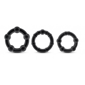 Набор из 3 чёрных эрекционных колец Stay Hard Beaded Cockrings - Blush Novelties - в Казани купить с доставкой