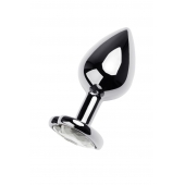 Серебристая анальная пробка с прозрачным кристаллом-сердцем - 8 см. - ToyFa - купить с доставкой в Казани