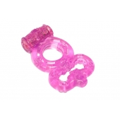 Розовое эрекционное кольцо Rings Treadle с подхватом - Lola Games - в Казани купить с доставкой