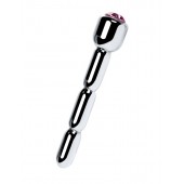 Серебристый уретральный плаг со стразом - 7 см. - ToyFa - купить с доставкой в Казани