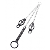 Черно-серебристые зажимы для сосков с кольцом для пениса TOYFA Metal - ToyFa - купить с доставкой в Казани