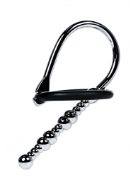 Серебристый уретральный плаг-бусины TOYFA Metal с мягким фиксириющим кольцом - ToyFa - купить с доставкой в Казани