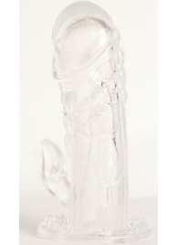 Прозрачная гелевая насадка с клиторальным отростком - 13 см. - Toyfa Basic - в Казани купить с доставкой