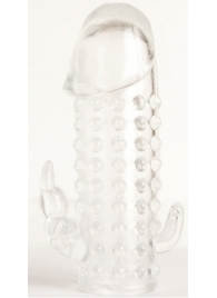 Гелевая прозрачная насадка с 2 отростками - 13 см. - Toyfa Basic - в Казани купить с доставкой