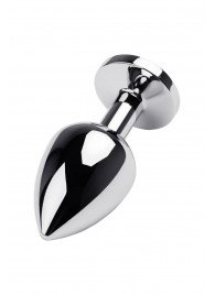 Серебристая коническая анальная пробка с красным кристаллом - 8 см. - ToyFa - купить с доставкой в Казани