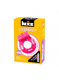 Розовое эрекционное виброкольцо Luxe VIBRO  Ужас Альпиниста  + презерватив - Luxe - в Казани купить с доставкой