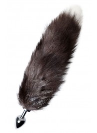 Серебристая металлическая анальная втулка с хвостом чернобурой лисы - размер S - ToyFa - купить с доставкой в Казани